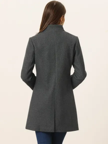 Allegra K - Manteau long à simple boutonnage et col montant
