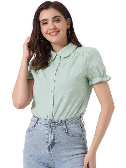 Allegra K- Button Down Peter Pan Collar Blouse