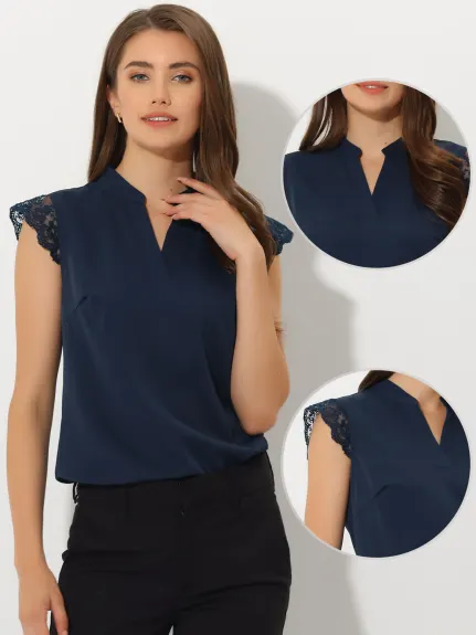 Allegra K- V Neck Sleeveless Blouse