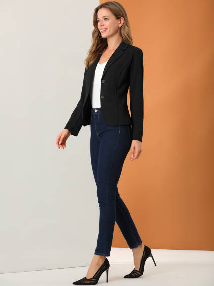 Allegra K- Lapel Collar Stretchy Jacket Suit Blazer