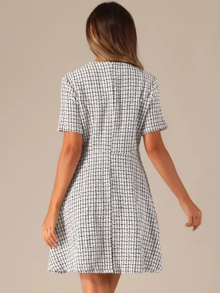 Allegra K - Plaid Mini Length A-Line Dress