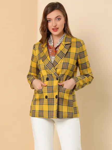 Allegra K- Blazer croisé à revers et épaules rembourrées