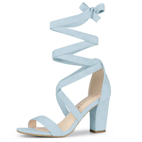 Allegra K - Mid Block Heels Lace up Sandals