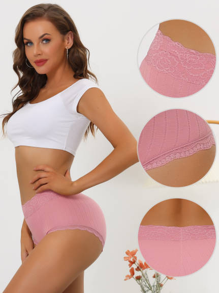 Allegra K- High Waist Tummy Control Lace Trim Panties