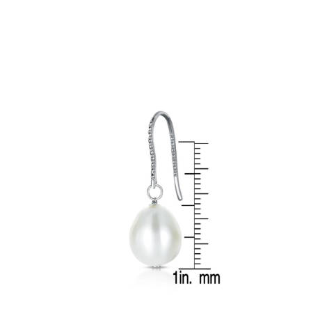 Genevive Sterling Silver White Gold Plated with Colored Pearl Drop Earrings