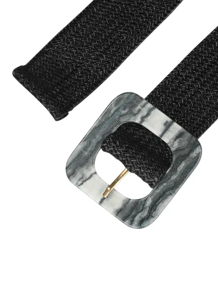 Allegra K- Ceinture tressée taille large extensible avec boucle carrée