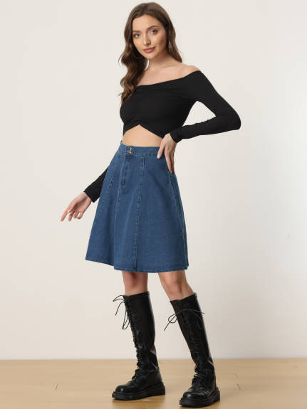 Allegra K- A-Line High Waist Denim Skirt