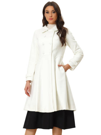 Allegra K - Elegant Lapel Collar Swing Overcoat