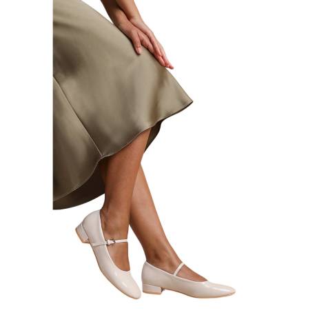 Where's That From - Womens/Ladies Minsk Patent Faux Leather Buckle Detail Wide Low Heel Ballet Shoes