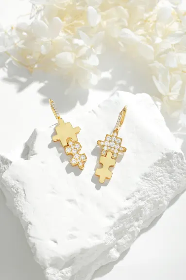 Classicharms-Jigsaw Puzzle Drop Earrings