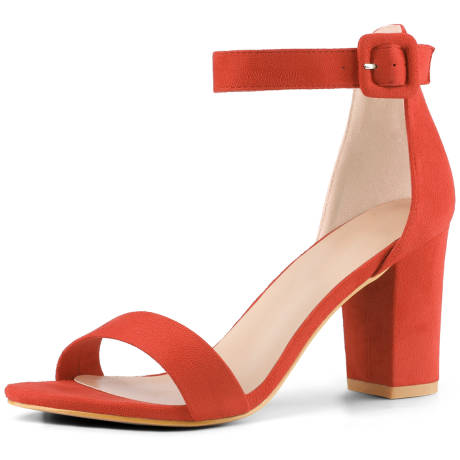 Allegra K- Chunky Heels Ankle Strap Casual Sandals