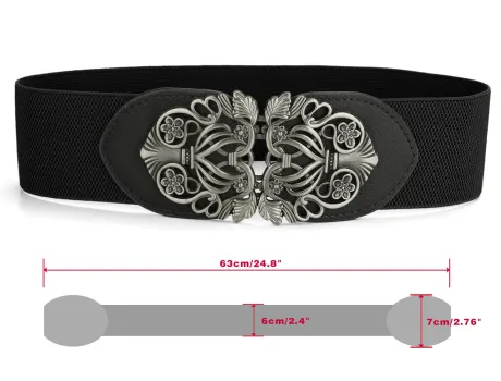 Allegra K- Wide High Stretchy Waist Belt with Metal Buckle
