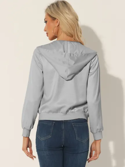 Allegra K- Casual Zipper blouson léger avant