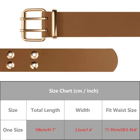 Unique Bargains- Unisex Double Grommet PU Leather Metal Buckle Belt