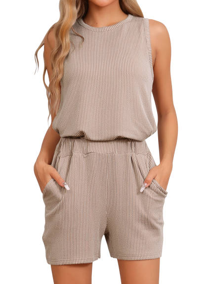 Cheibear - Sleeveless Round Neck Pajama Set