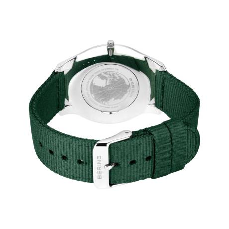 BERING - 42mm Men's Ultra Slim Stainless Steel Watch In Silver/Green