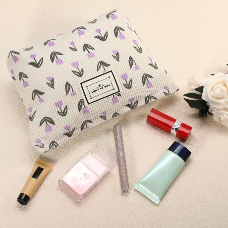 Unique Bargains - Trousse de maquillage florale Grande pochette Porte-monnaie de voyage