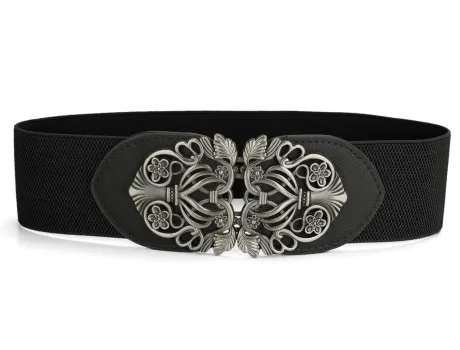 Allegra K- Wide High Stretchy Waist Belt with Metal Buckle