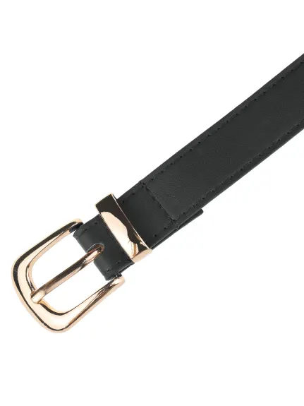 Allegra K- Faux Leather Gold Buckle Waist Belt