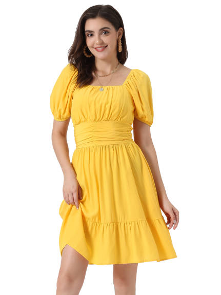 Allegra K- Bow Tie Back Ruffle Dress