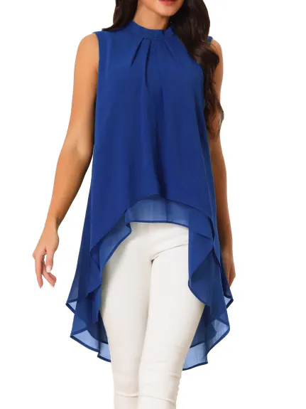 Allegra K- Tie Back Mock Neck Flowy Tops