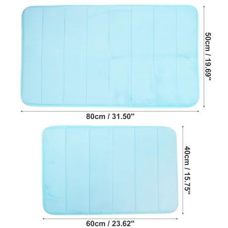 Unique Bargains- 2 Pcs Memory Foam Bathroom Mat Non Slip