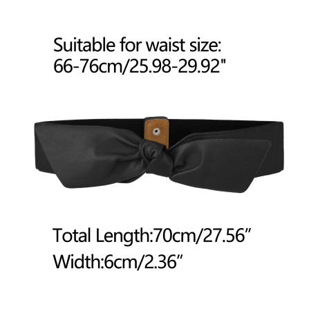 Allegra K- Wide Elastic Waist Belt Bow Knot Snap Button