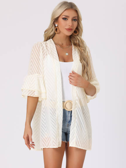 Allegra K- Short Bell Sleeves Cover Up Cardigan