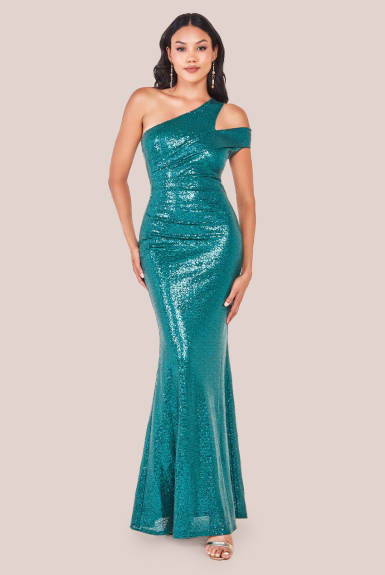 Goddiva - One Shoulder Sequin Evening Maxi