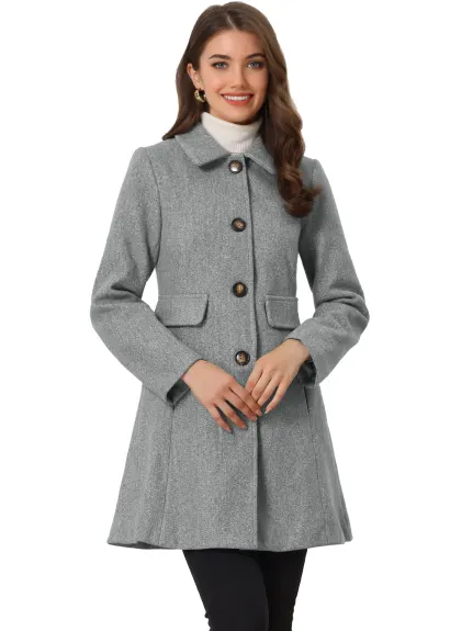 Allegra K- Lapel Collared Single Breasted Mid-Long Coat