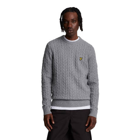 Lyle & Scott - Mens Marl Cable Knit Crew Neck Sweater