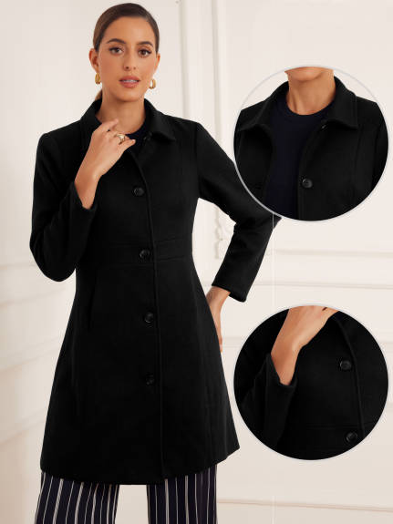 Allegra K- Button Down Elegant Winter Pea Coat