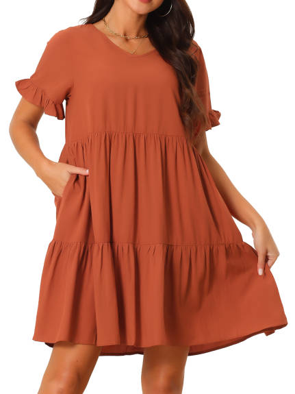 Allegra K - Summer Ruffle Casual Babydoll Dress