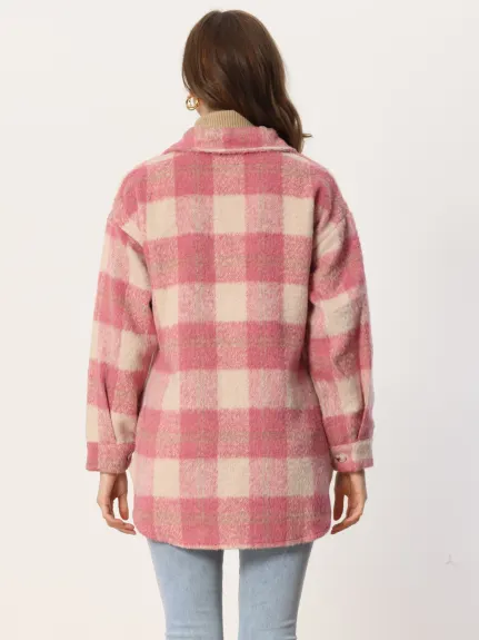 Allegra K- Plaid Shacket Flannel Coats