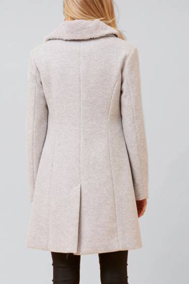 Freja Coat Double Breasted Removable Faux Fur Collar