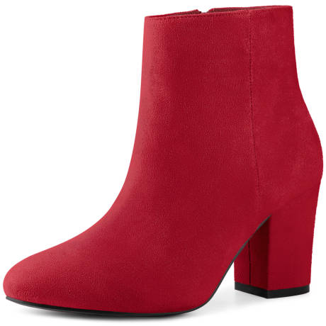 Allegra K - Classic Round Toe Chunky Heeled Ankle Boots