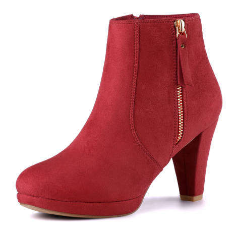 Allegra K - Side Zip Low Platform Ankle Booties