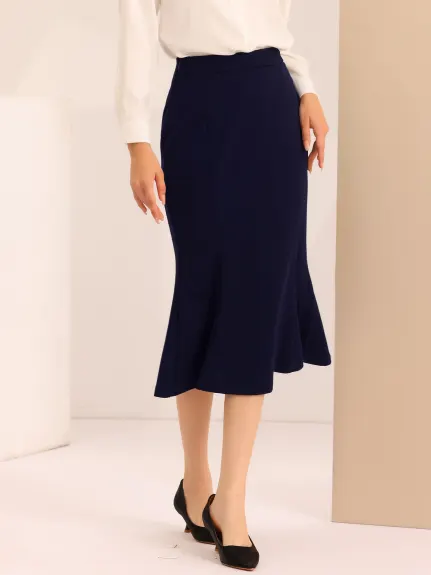 Allegra K- Hight Waist Fishtail Midi Skirt