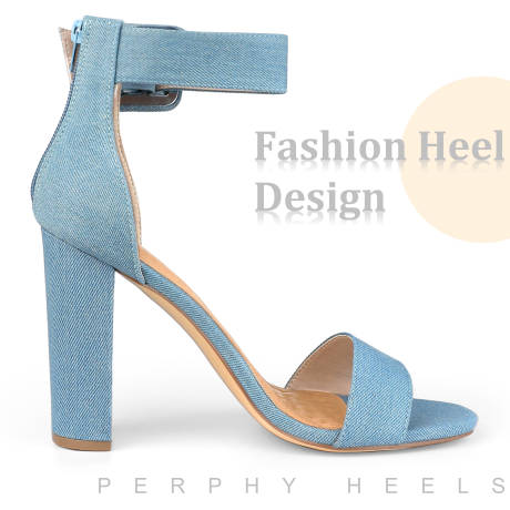 Allegra K- Ankle Strap Summer High Block Heel Sandals