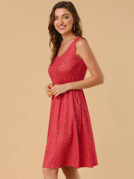 Allegra K- Polka Dots Elastic Waist Midi Sundress