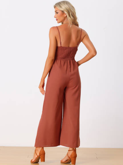 Allegra K - Casual Sleeveless Cut Out Loose Summer Jumpsuit