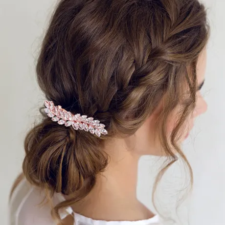 Allegra K - Barrettes à cheveux de mariage en fausse feuille de cristal