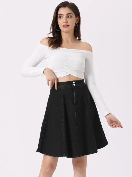 Allegra K- A-Line High Waist Denim Skirt