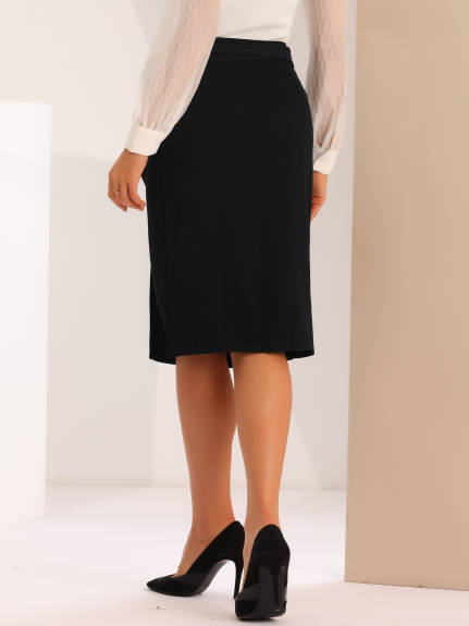 Allegra K - Tie High Waist Work Pencil Skirt