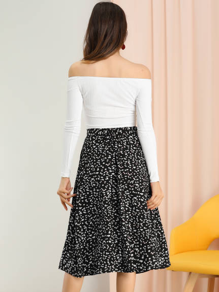 Allegra K- A-Line Floral Chiffon Midi Skirt