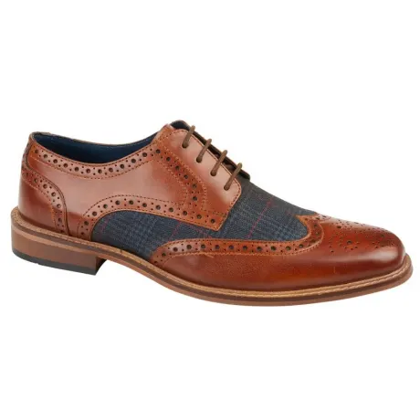 Roamers - Mens Checked Leather Brogues