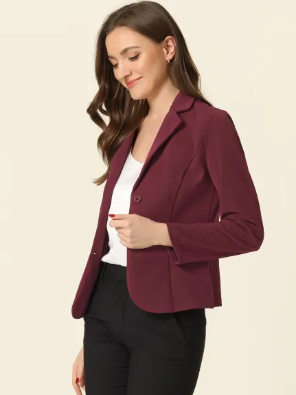 Allegra K- Lapel Collar Stretchy Jacket Suit Blazer