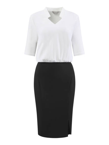 INSPIRE CHIC - Short Sleeve Contrast Color Sheath Dress