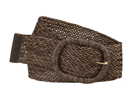 Allegra K- Wide Waist Braided Woven Belts Chunky Buckle