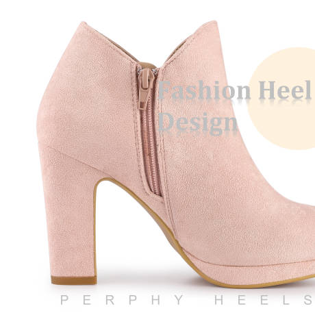 Allegra K- Platform Chunky Heels Solid Ankle Booties